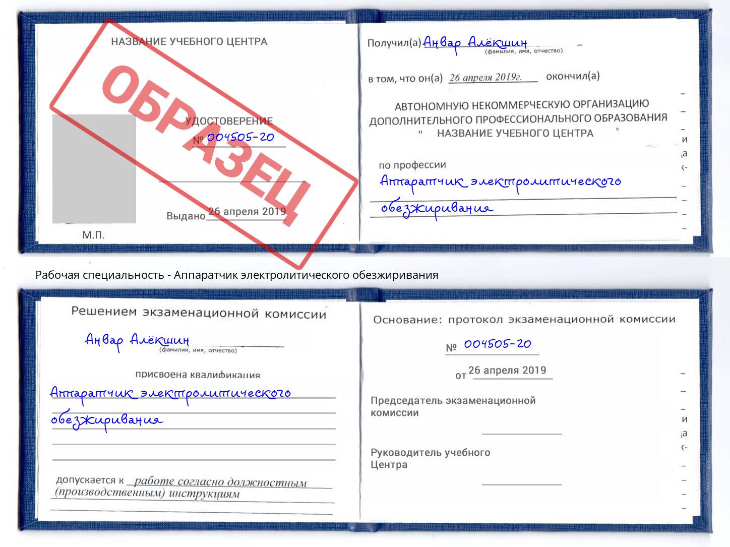 Аппаратчик электролитического обезжиривания Дубна